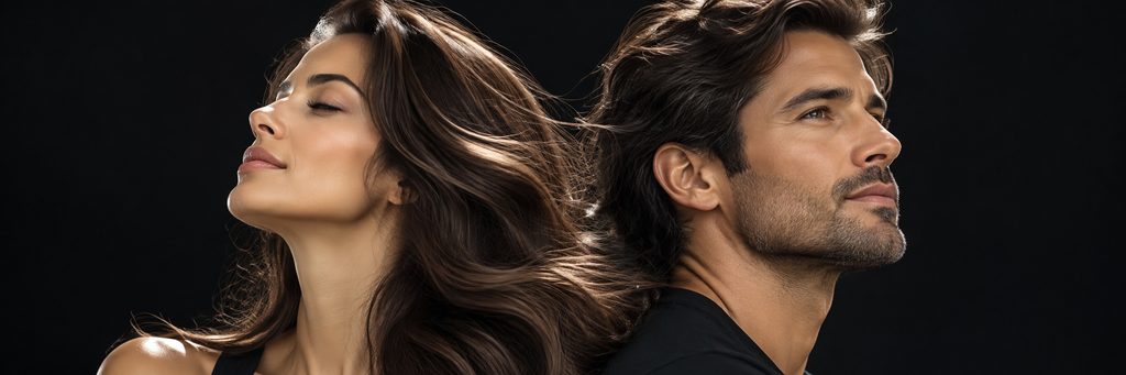 Woman and man with healthy-looking, fuller hair